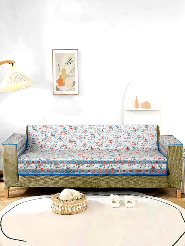 Rajasthan Decor Floral Print Cotton 3 Seater Sofa Cover (RDSC15-3S)