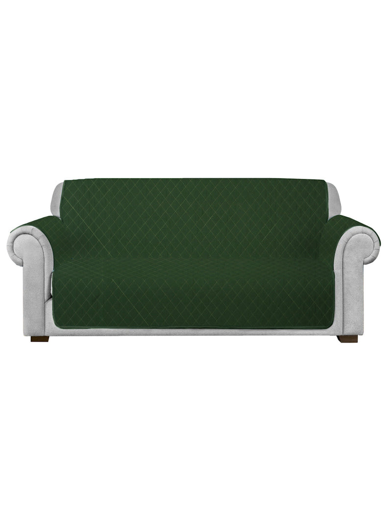 Green Quilted Printed Cotton 2 Seater Sofa Cover