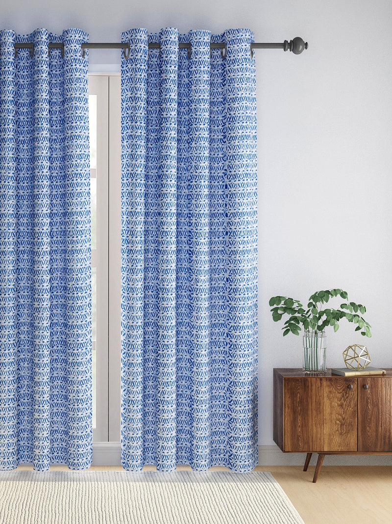 Rajsthan Décor Screen Print Cotton Floral Long Door Curtain Set of 2 (54x110 inch)
