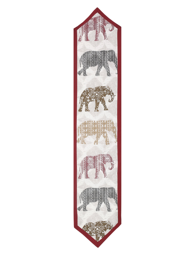 Rajasthan Décor Multi Coloured Elephant Print Cotton Table Cover