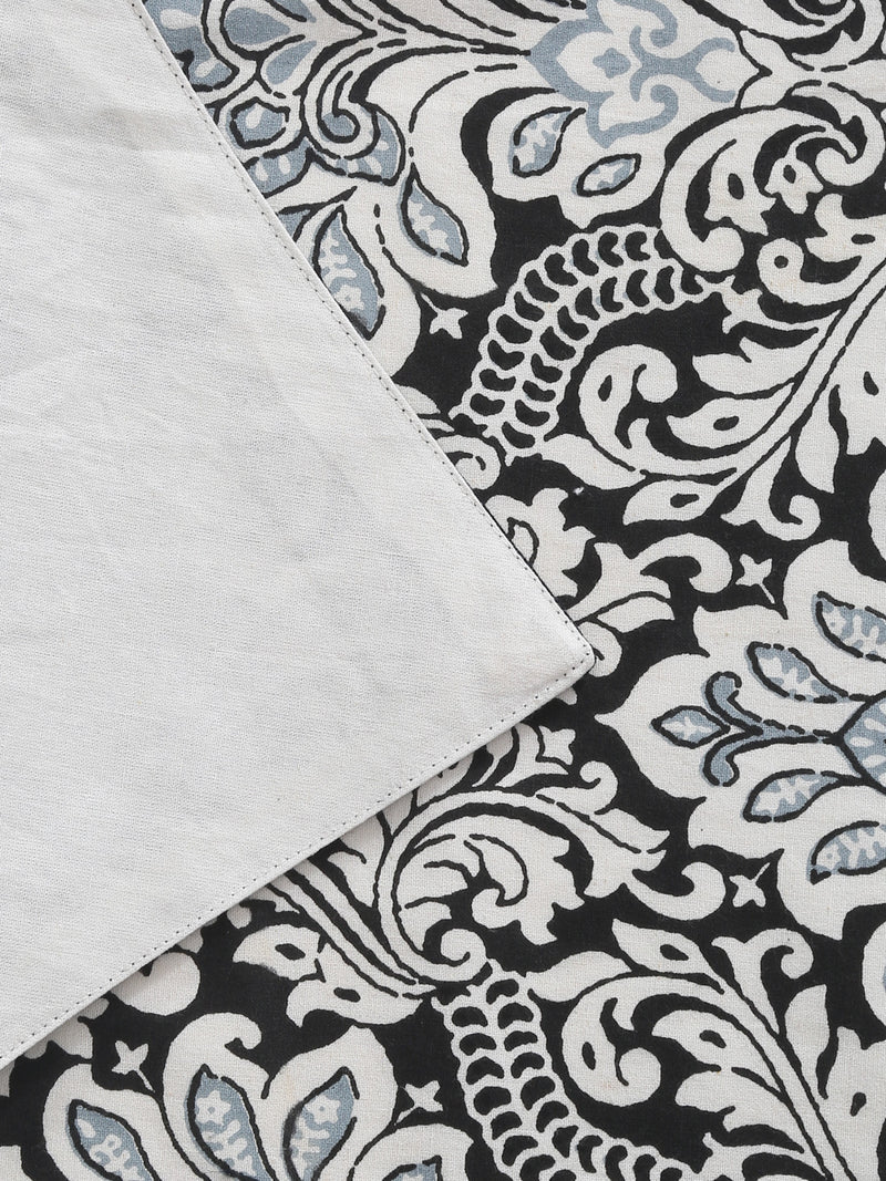 Rajasthan Décor Black and White Coloured Ethnic Motifs Cotton Table Cover