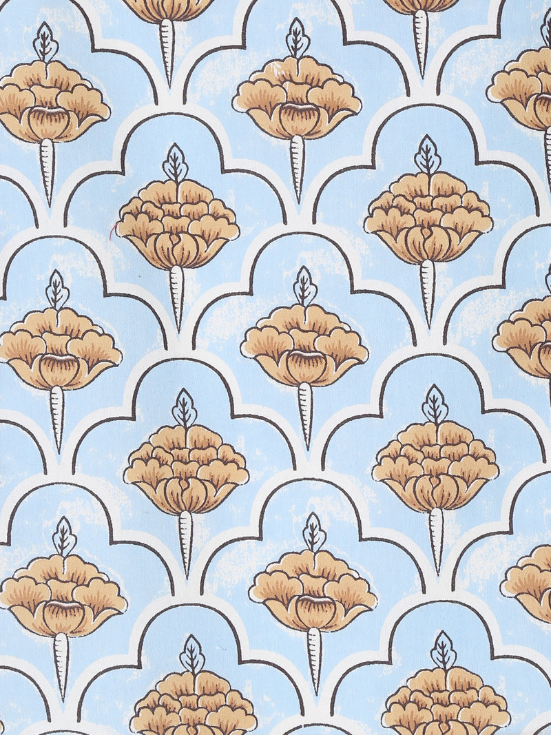 Rajasthan Décor Sky Blue Coloured Floral Cotton Table Cover