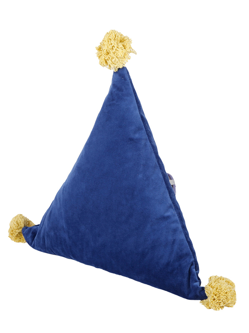 Set of 2 Blue Solid Super Soft Velvet Triangle Filled Sustainable Cushions