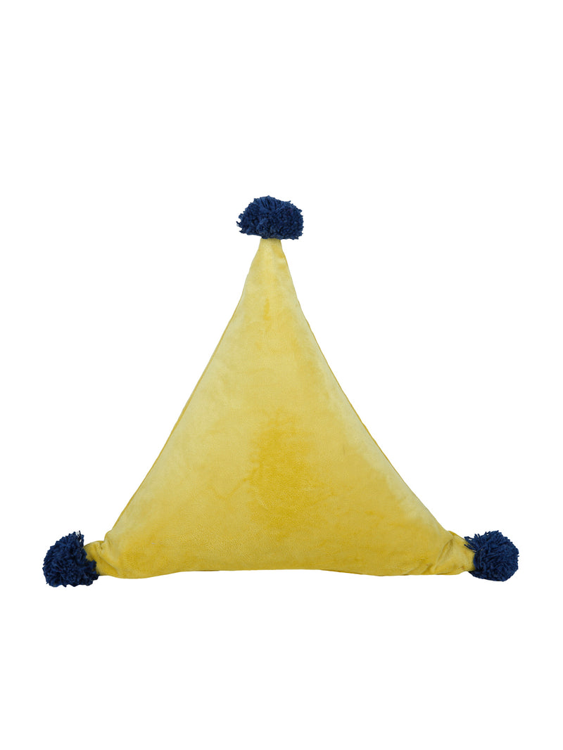 Eyda Super Soft Velvet Yellow Color Set of 2 Triangle Filled Cushion-15x15x15 Inch