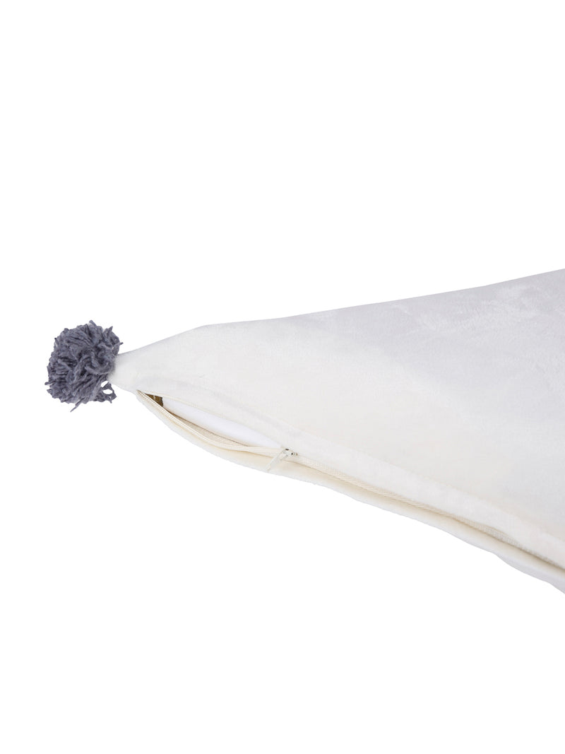Eyda Super Soft Velvet White Color Set of 2 Triangle Filled Cushion-15x15x15 Inch
