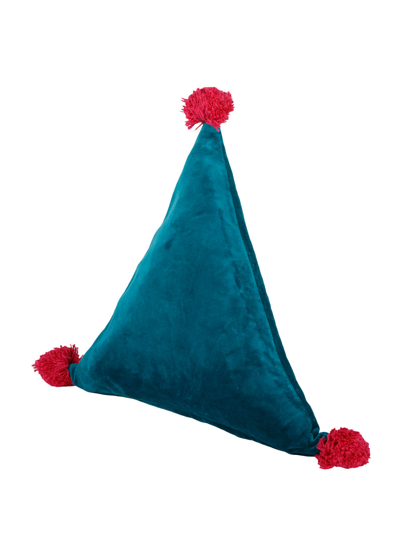 Eyda Super Soft Velvet Blue Color Set of 2 Triangle Filled Cushion-15x15x15 Inch