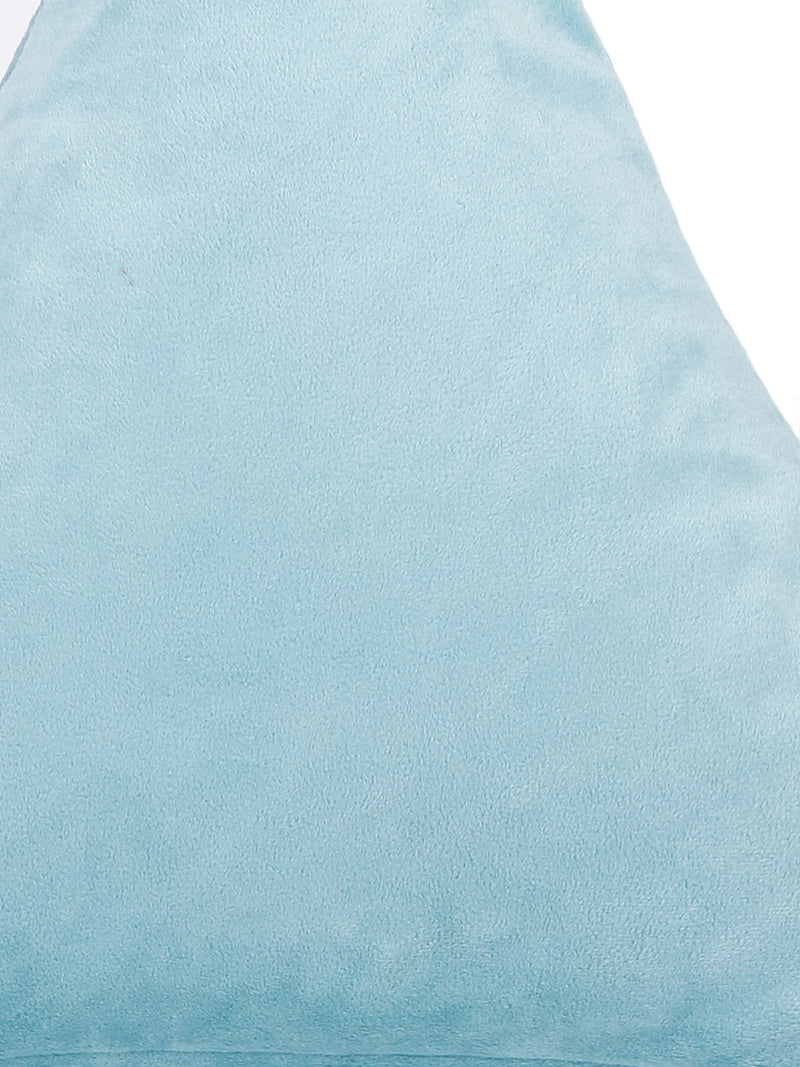 Eyda Super Soft Velvet Aqua Color Set of 2 Triangle Filled Cushion-15x15x15 Inch