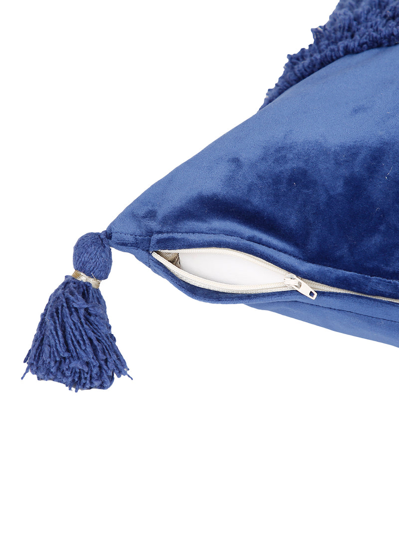 Eyda Super Soft Velvet Blue Color Set of 2 Cushion Cover-18x18 Inch