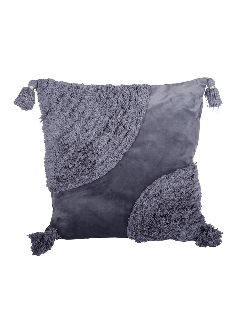 Eyda Super Soft Velvet Grey Color Set of 2 Cushion Cover-18x18 Inch
