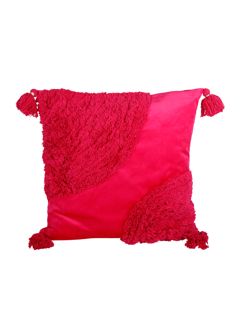 Eyda Super Soft Velvet Fuchsia Color Set of 2 Cushion Cover-18x18 Inch