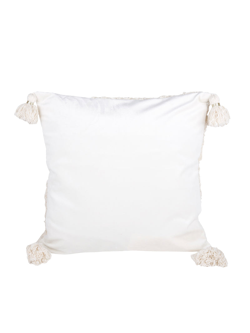 Eyda Super Soft Velvet Ivory Color Set of 2 Cushion Cover-18x18 Inch