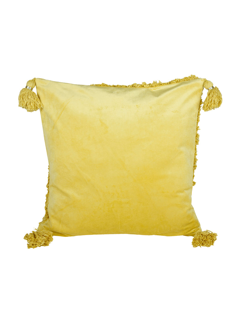 Eyda Super Soft Velvet Yellow Color Set of 2 Cushion Cover-18x18 Inch