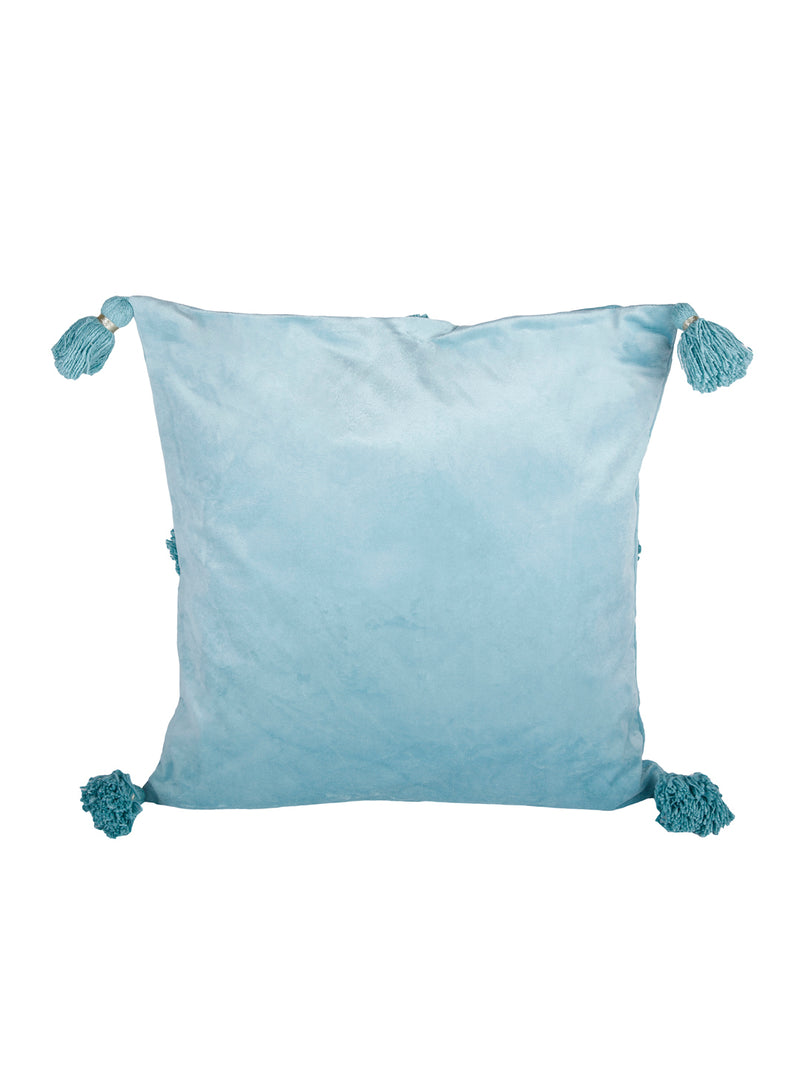Eyda Super Soft Velvet Aqua Color Set of 2 Cushion Cover-18x18 Inch