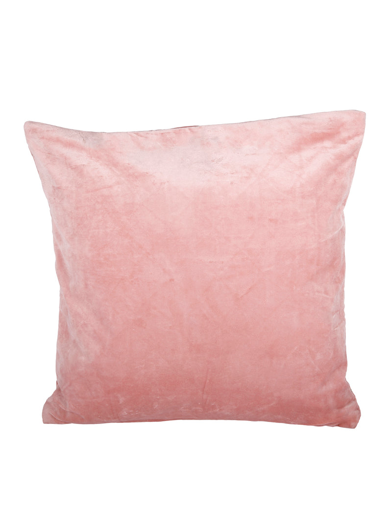 Eyda Super Soft Velvet Peach Color Set of 2 Quilted Cushion Cover-18x18 Inch