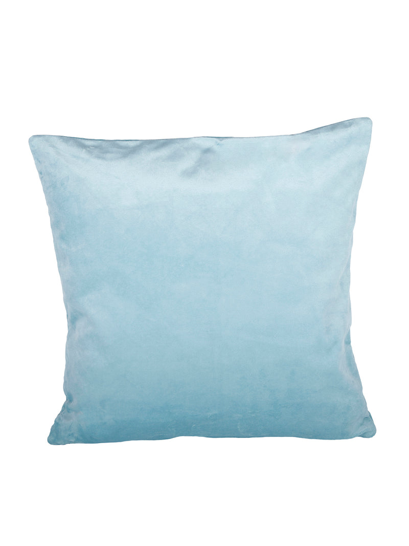 Eyda Super Soft Velvet Aqua Color Set of 2 Quilted Cushion Cover-18x18 Inch