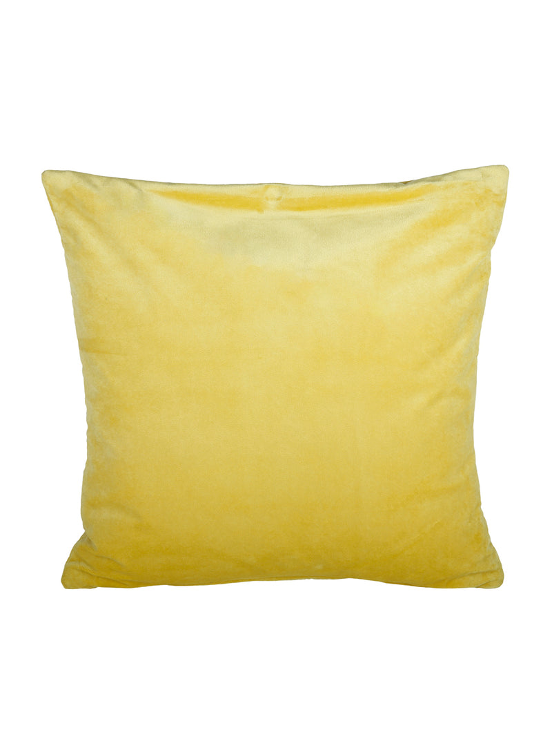 Eyda Super Soft Velvet Yellow Color Set of 2 Quilted Cushion Cover-18x18 Inch