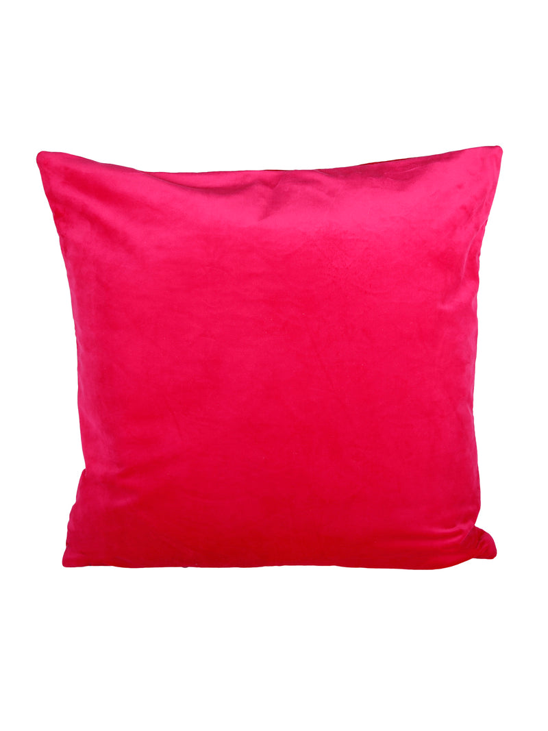 Eyda Super Soft Velvet Fuchsia Color Set of 2 Quilted Cushion Cover-18x18 Inch