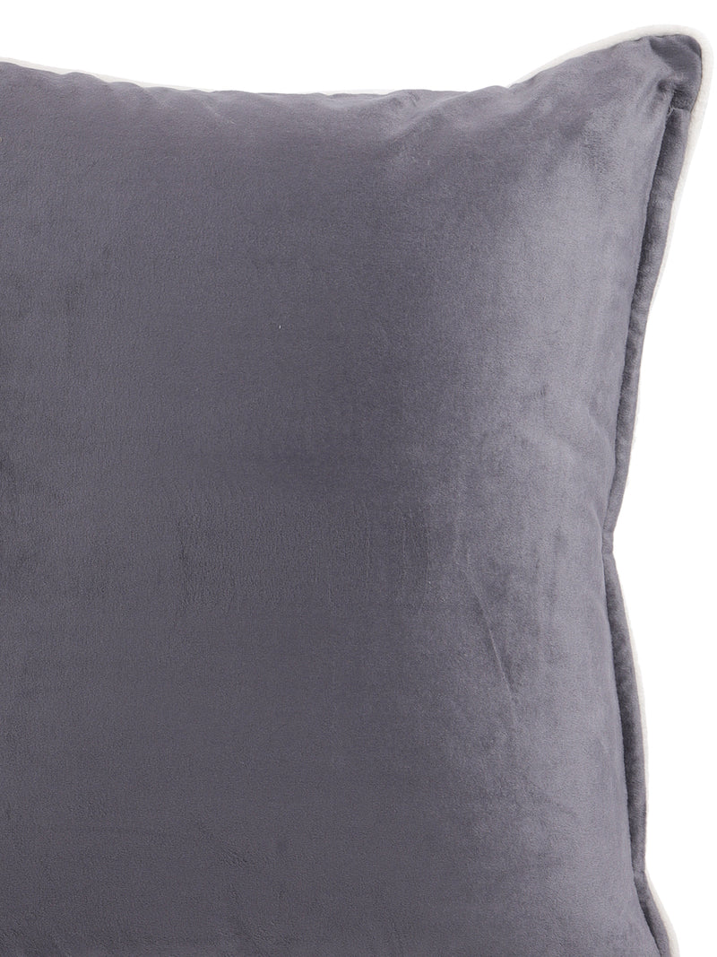Eyda Velvet Grey Color Cushion Cover Set of 2-18x18 Inch