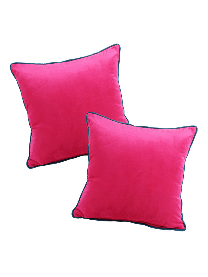 Eyda Velvet Fuchsia Color Cushion Cover Set of 2-18x18 Inch