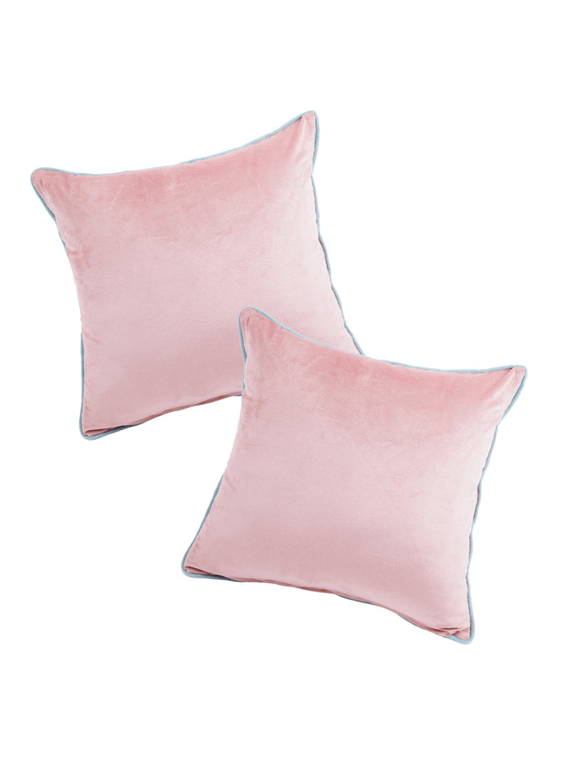 Eyda Velvet Peach Color Cushion Cover Set of 2-18x18 Inch