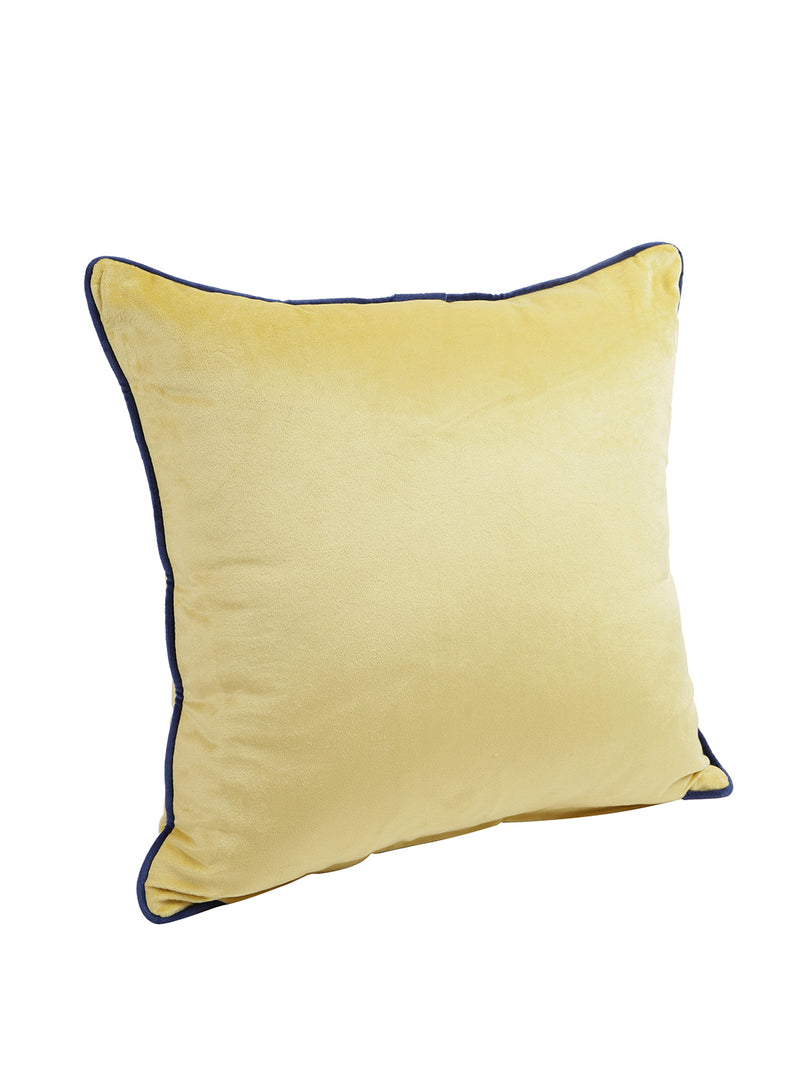 Eyda Velvet Yellow Color Cushion Cover Set of 2-18x18 Inch