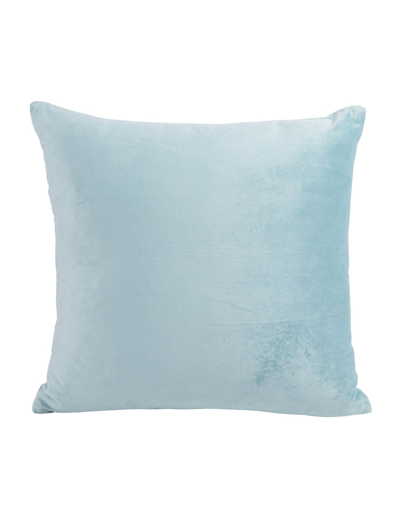 Eyda Velvet Aqua Color Beaded Sequin Cushion Cover Set of 2-18x18 Inch