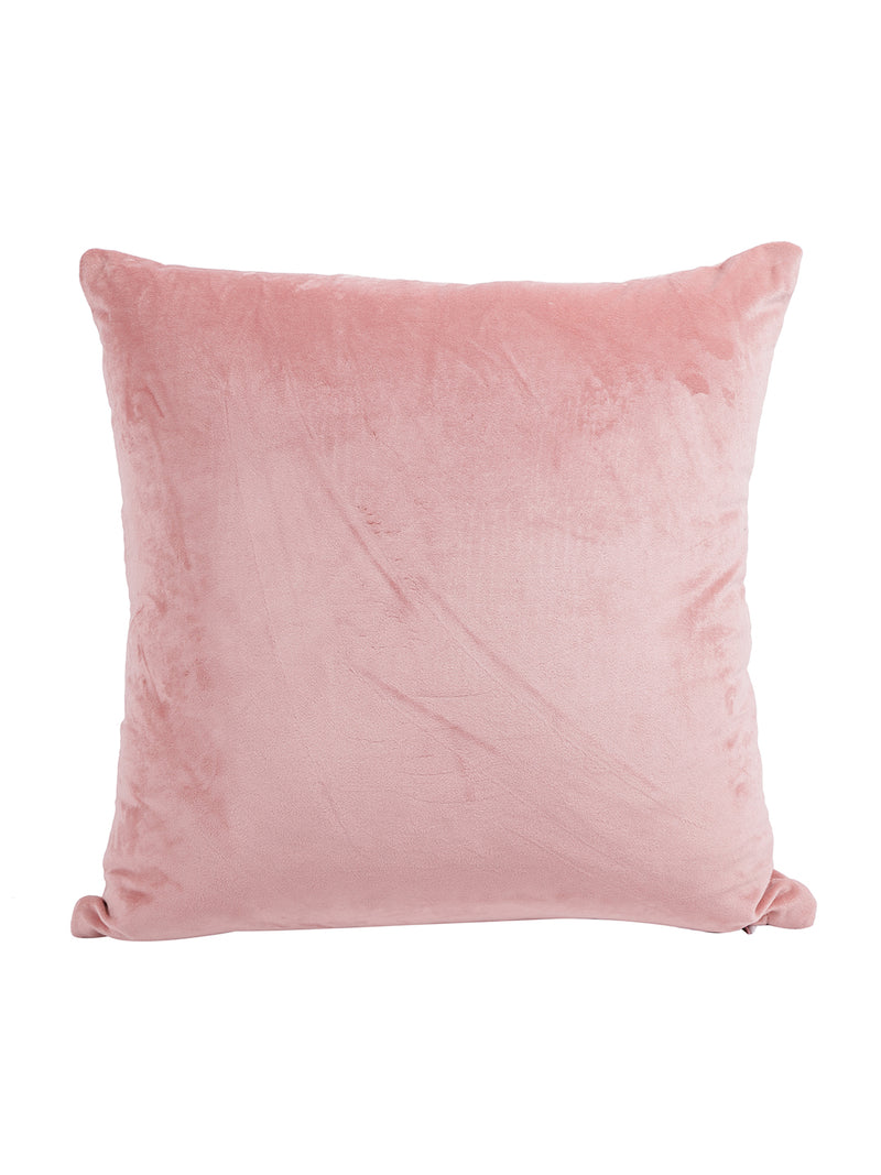Eyda Velvet Peach Color Beaded Sequin Cushion Cover Set of 2-18x18 Inch