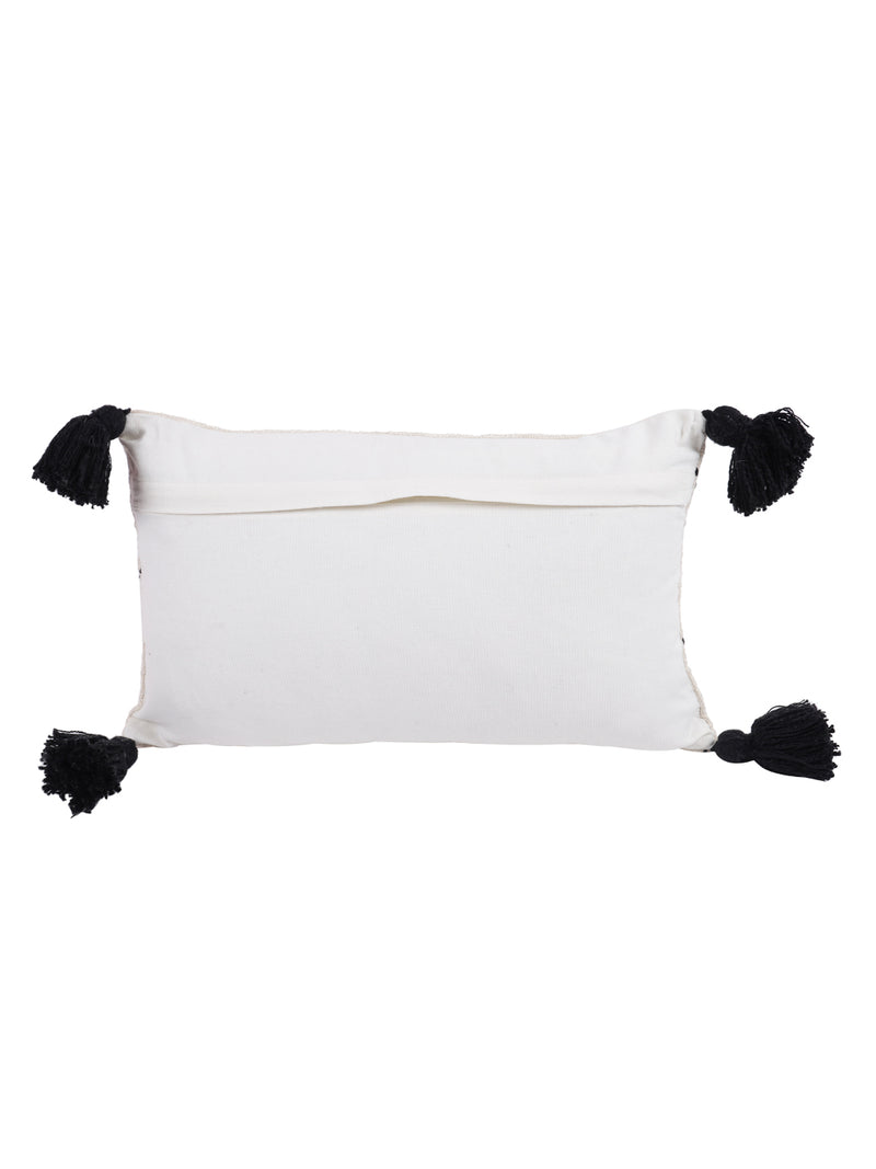 Eyda Jute Cotton Hand Work Cushion Covers Set of 2-12x20 Inch