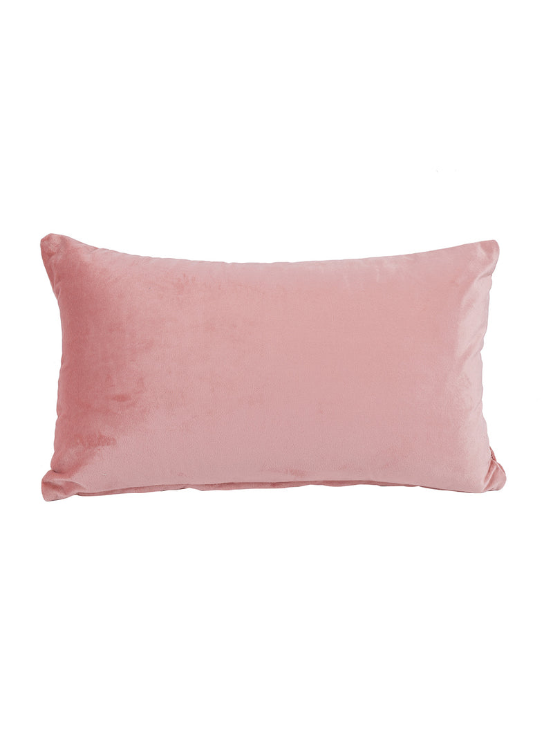 Eyda Velvet Peach Color Beaded Sequin Cushion Cover Set of 2-12x20 Inch