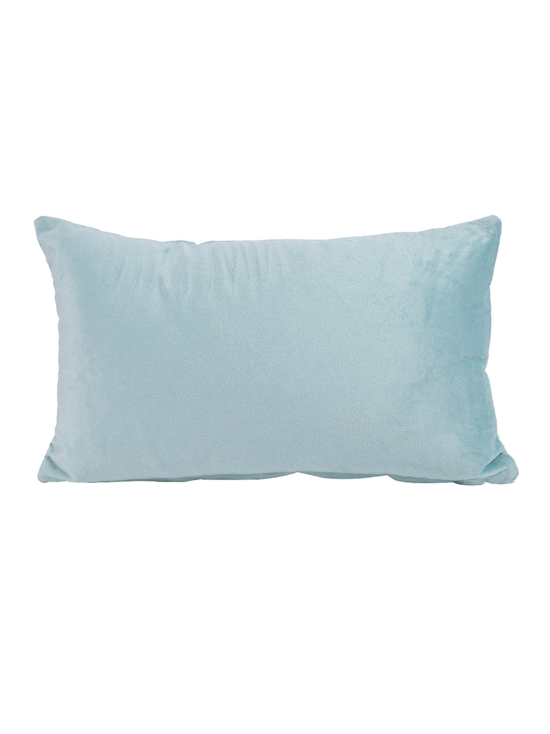 Eyda Velvet Aqua Color Beaded Sequin Cushion Cover Set of 2-12x20 Inch