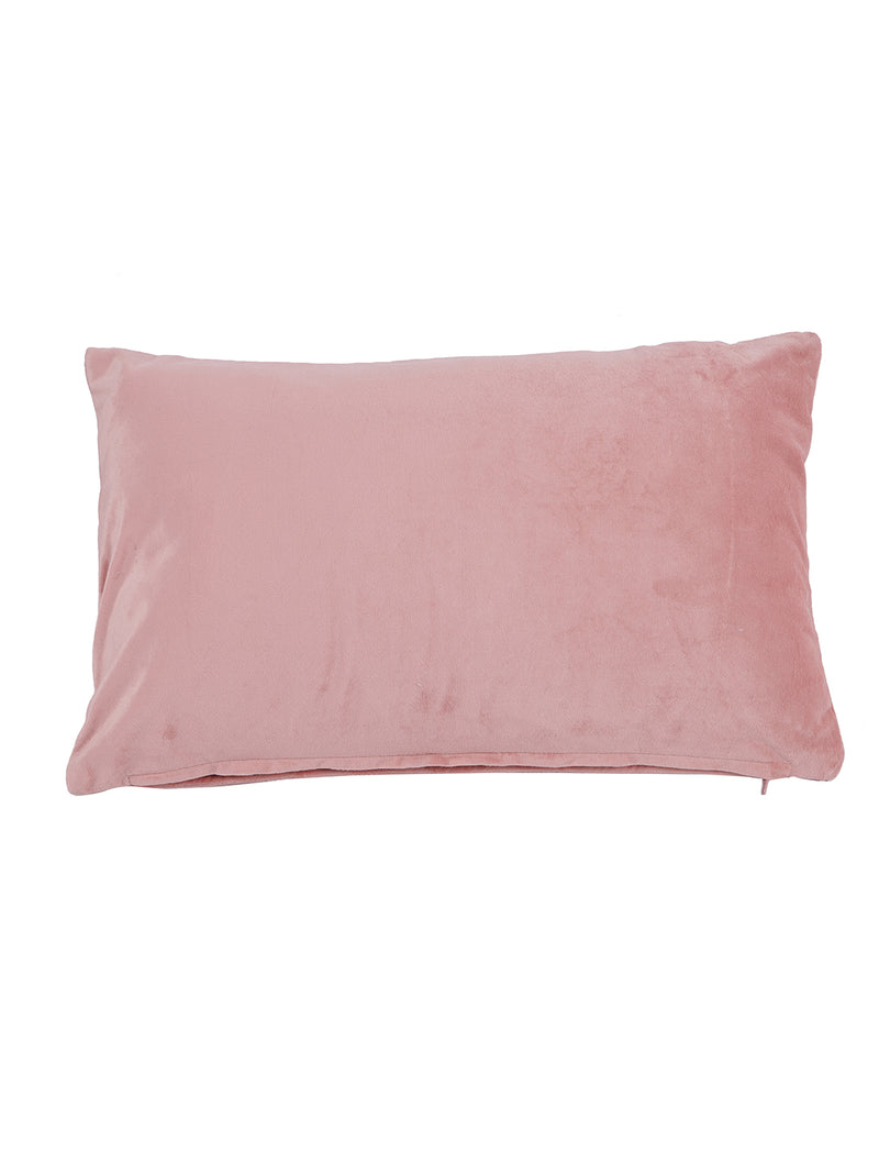 Eyda Super Soft Velvet Peach Color Set of 2 Quilted Cushion Cover-12x20 Inch