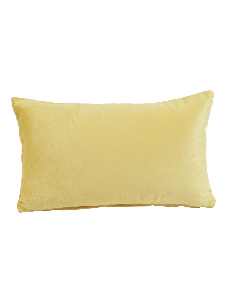 Eyda Super Soft Velvet Yellow Color Set of 2 Quilted Cushion Cover-12x20 Inch