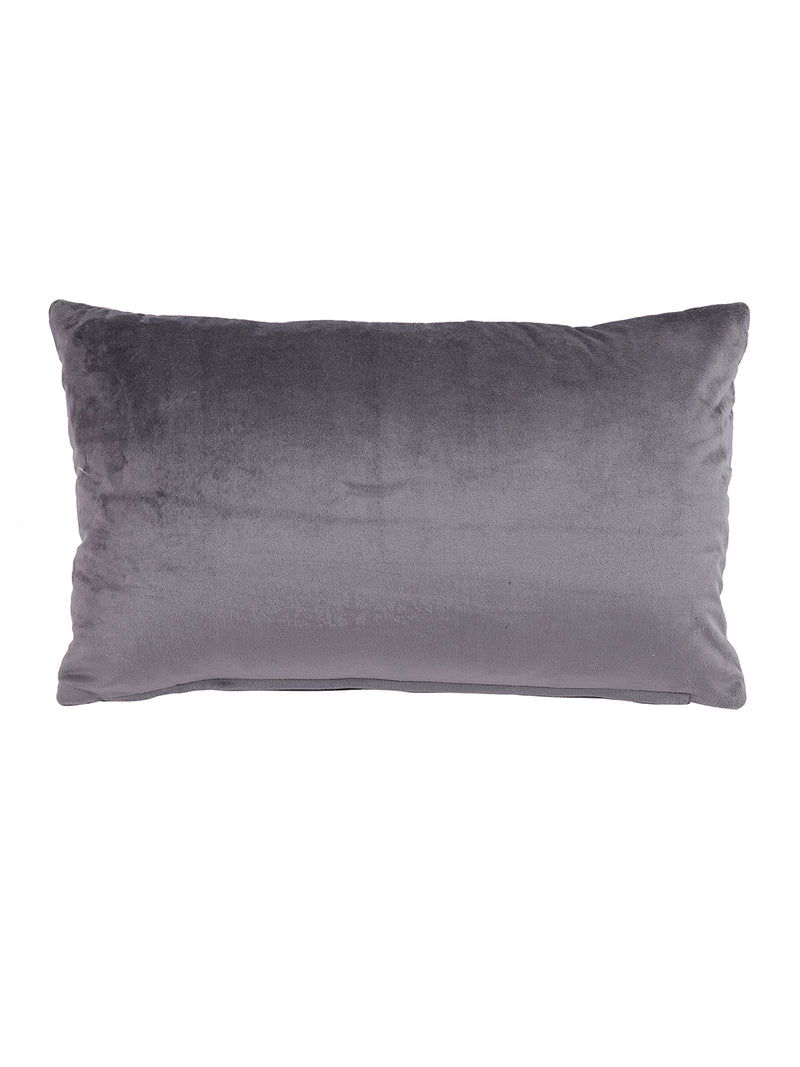 Eyda Super Soft Velvet grey Color Set of 2 Quilted Cushion Cover-12x20 Inch