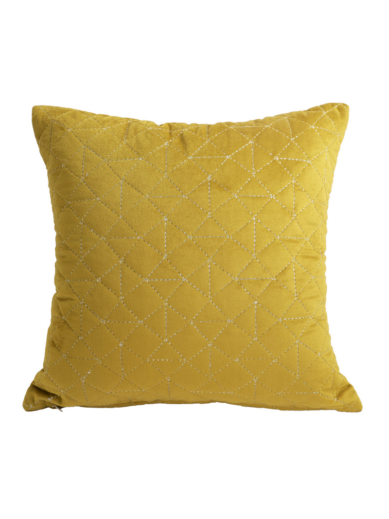 Eyda Super Soft Velvet Olive Color Set of 2 Quilted Cushion Cover-18x18 Inch