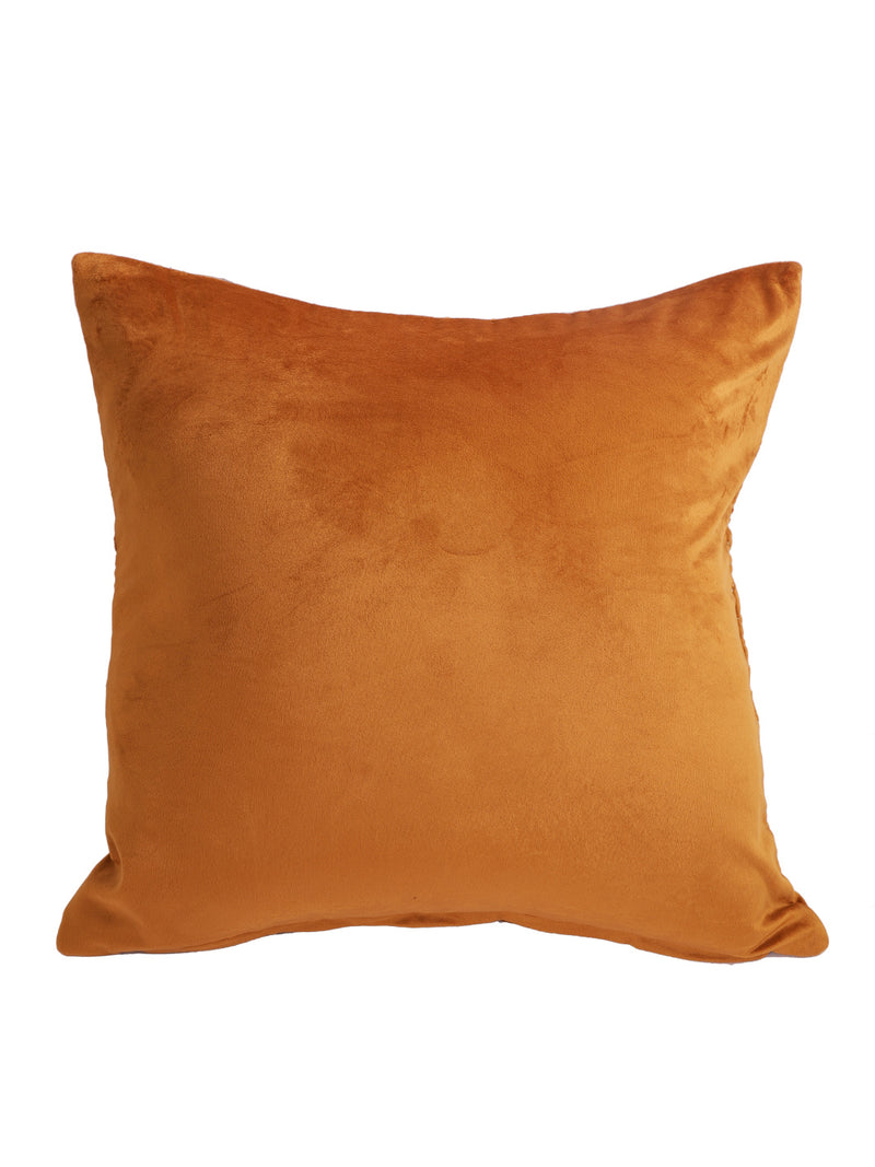 Eyda Super Soft Velvet Rust Color Set of 2 Quilted Cushion Cover-18x18 Inch