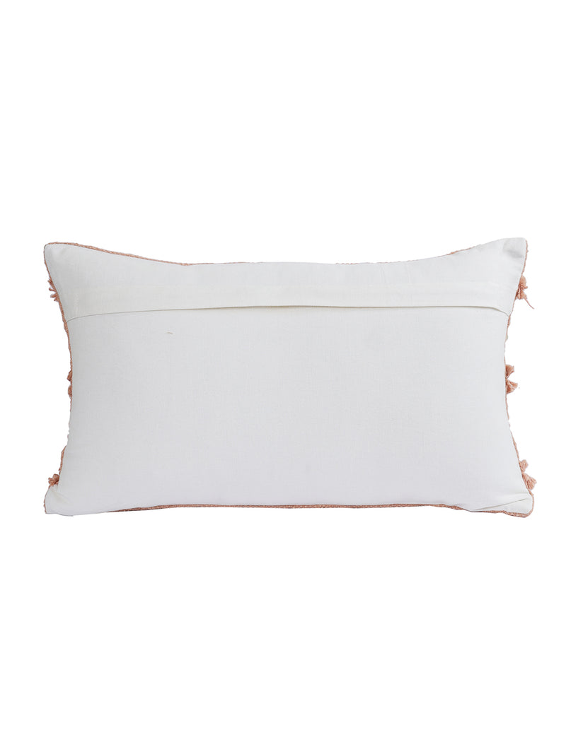Eyda Set of 2 Peach Color Cotton Cushion Cover-12x20 Inch