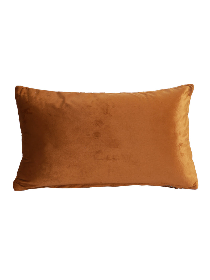 Eyda Super Soft Rust Color Set of 2 Quilted Cushion Cover-12x20 Inch