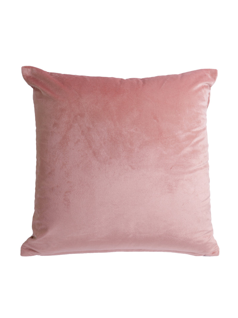 Eyda Velvet Pink Color Beaded Sequin Set of 2 Cushion Cover-18x18 Inch