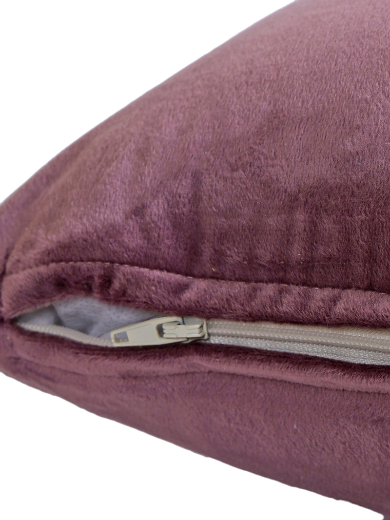 Eyda Velvet Purple Color Beaded Sequin Set of 2 Cushion Cover-18x18 Inch