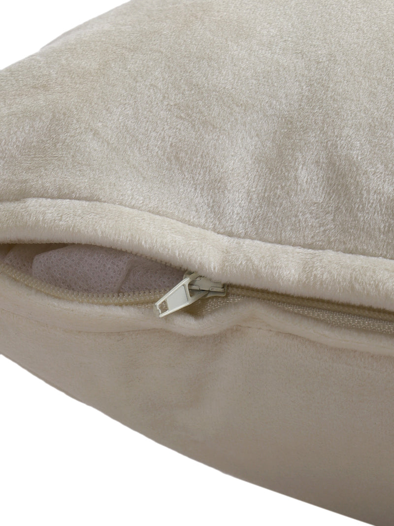 Eyda Velvet White Color Beaded Sequin Set of 2 Cushion Cover-18x18 Inch