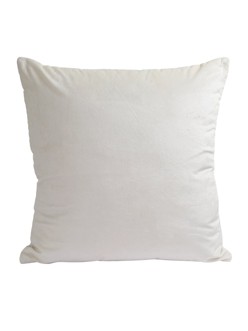 Eyda Velvet White Color Beaded Sequin Set of 2 Cushion Cover-18x18 Inch