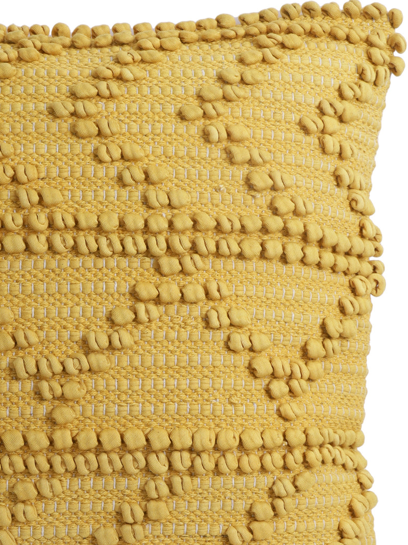 Eyda Yellow Hand Woven Cotton Set of 2 Cushion Cover-18x18 Inch