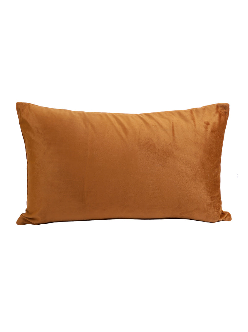Eyda Velvet Copper Color Beaded Sequin Set of 2 Cushion Cover-12x20 Inch