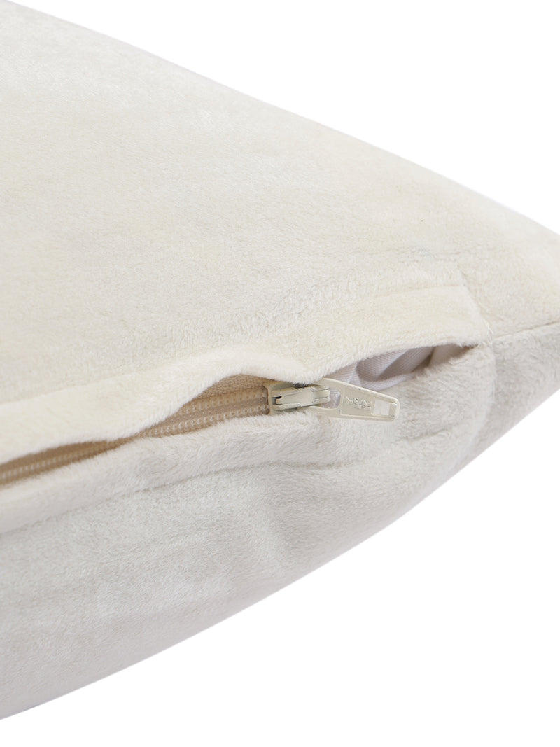 Eyda Velvet White Color Beaded Sequin Set of 2 Cushion Cover-12x20 Inch