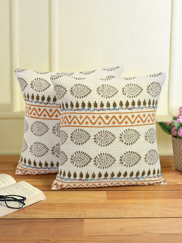 Hand Block 100% Cotton Cushion Cover set of 2 (18x18 Inch)