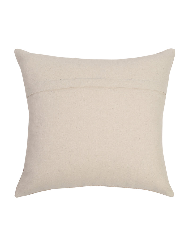 Ivory Color Cotton Hand Work Cushion Cover Set of 2 (18x18 Inch)