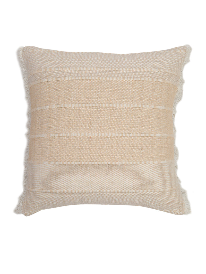 Beige Color Cotton Woven Cushion Cover Set of 2 (18x18 Inch)