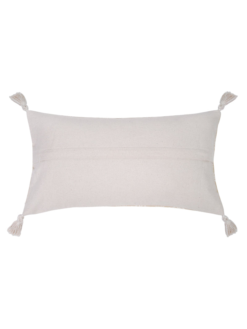 Ivory Color Embroidered Cushion Cover Set of 2 (12x20 Inch)