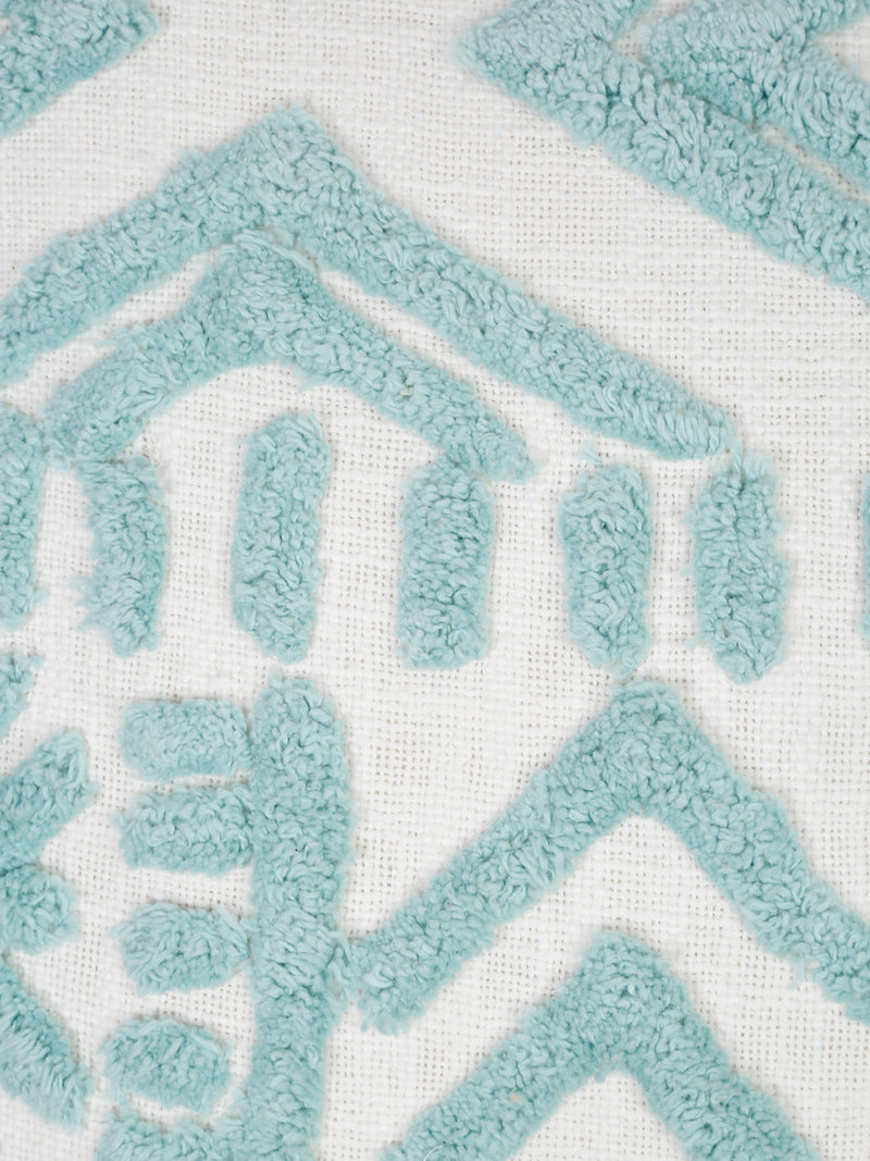 100% Cotton Tufted Aqua Cushion Cover Set of 2 (18x18 Inch)