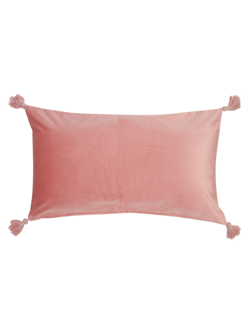 Pink Color Embroidered Cushion Cover Set of 2 (12x28 Inch)
